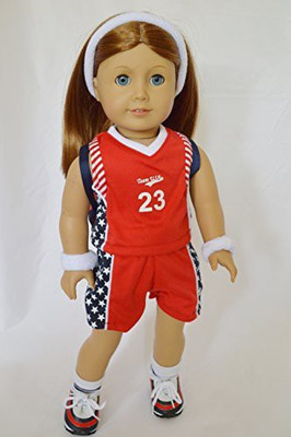 

DollsHobbiesNMore TEAM USA BASKETBALL OUTFIT FOR AMERICAN GIRL DOLLS(Multicolor)