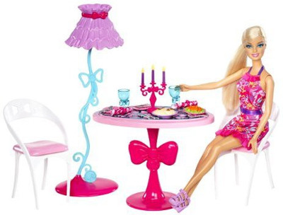 

Barbie Glam Dining Room Furniture and Doll Set(Multicolor)