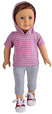 

ebuddy Sports Casual Shorts with Hat+grey Pants Doll Clothes Fits 18" Girl Doll(Multicolor)