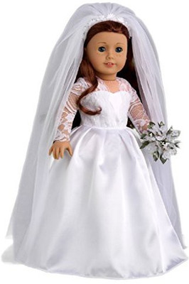 

DreamWorld Collections Princess Kate Royal Wedding Dress with White Leather Shoes and Tulle Veil - 18 Inch Doll Clothes(Multicolor)