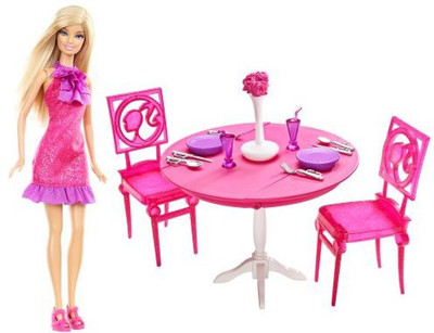 

Barbie Mattel Doll and Dining Room Gift Set(Multicolor)