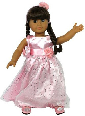 

Dress Along Dolly Clothes For American Girl4 Piece "Princess For A Day"(Pink)