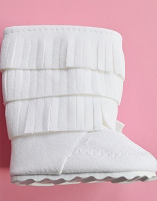 

DollsHobbiesNMore White Fringe Boots For American Girl18 Inch Clothes(White)