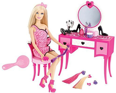 

Mattel Barbie Hairtastic Vanity With(Pink)