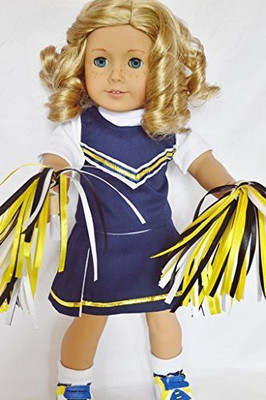 

DollsHobbiesNMore Blue And Gold Cheerleader Outfit For American Girl Dolls(Multicolor)