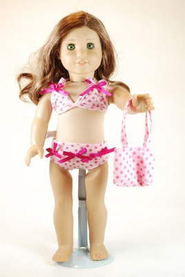 

Unique Doll Clothing Pink Polka Dot Bikini For American Girland Most 18"(Pink)