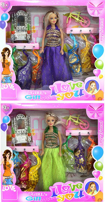 Amaya Pretty Fashion Doll434 Set Of 2(Multicolor)