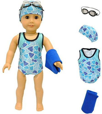 

Lilly and the Bee Novelties Swim Team Star Swimsuit Set For American Girlincludes Swim(Multicolor)