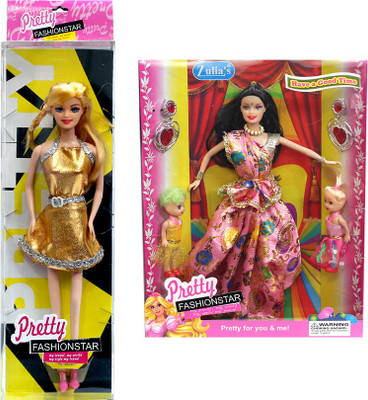 Amaya Pretty Fashion Doll208 Set Of 2(Multicolor)