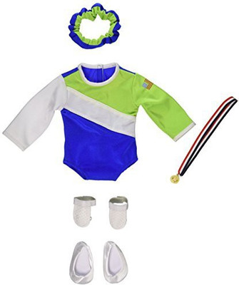 

Unique Doll Clothing Gymnastics Outfitblue Green And White Fits 18"(Multicolor)
