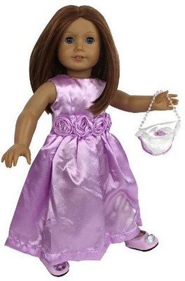 

Dress Along Dolly Clothes For American Girl3 Piece "Fancy Night Out" Outfit(Purple)