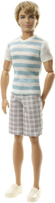 

Barbie Ken Fashionistas Ken Striped Shirt(White, Brown)