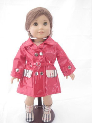 

Unique Doll Clothing Red Designer Rain Coat And Matching Boots For American(Red)