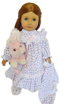 

DollsHobbiesNMore Floral Nightgown With Blanket For American Girl18 Inch(White)