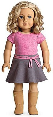

American Girl My With Freckleslight Skinshort Curly Blonde Hair And Blue(Multicolor)