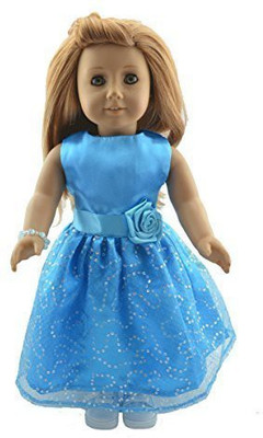 

dreamtoyhouse Doll Clothes - Light Blue Party Dress for 18 Inches American Girl Dolls(Multicolor)
