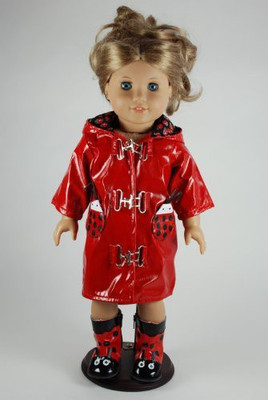 

Unique Doll Clothing Ladybug Raincoat And Boots For 18"Including The American(Red)