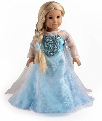 sweet dolly Queen Elsa Princess Costumes For 18 Inch American Girl(Blue)
