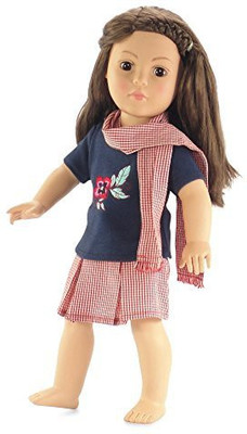 

Emily Rose Doll Clothes 18 Inch Clothes/Clothing Red And White Gingham Skirt Set(Multicolor)