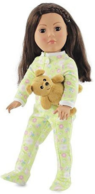 

Emily Rose Doll Clothes 18 Inch Green Onesy Pajamas And Teddy Bear Clothes(Multicolor)