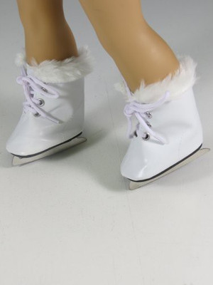 

American Fashion World Cute 18" White Furry Ice Skates Forfits 18" American Girl(White)