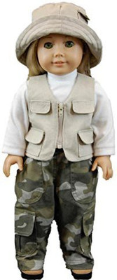 

The Queen's Treasures Fishing Adventure Outfit; Pants, Vest, Shirt ,Hat Fits 18" American Girl® Doll Clothes & Accessories(Multicolor)