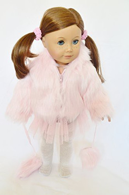 

DollsHobbiesNMore Pink Fur Jacket With Mittens For American Girl18 Inch(Pink)