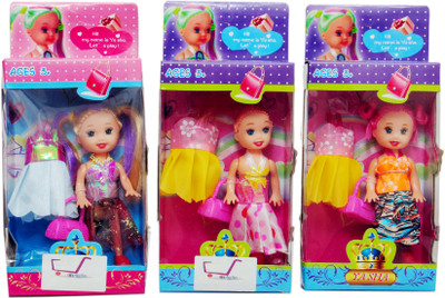 Origin Doll With Dresses Set Of 3(Multicolor)