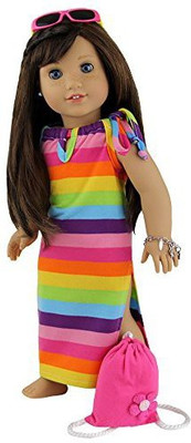 

Doll Club of America 4 Piece Beach Dress Set Fits 18" American Girl Clothes(Multicolor)
