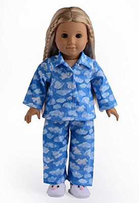

sweet dolly Blue Sky & Clouds Pajamas With Bunny Slippers(Blue)