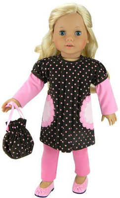 

Sophia's 18 Inch Dress 3 Pc Brown & Pink Setfits 18 Inch American(Multicolor)