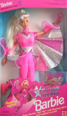 

Barbie Flying Hero W Shimmering Cape Lights & Sounds (1995)(Pink)