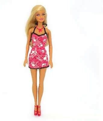 

Mattel Barbie Pink And Black Spaghetti Strap Dress 12 Inch(Pink)