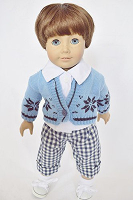 

DollsHobbiesNMore Blue Sweater Set For American Girl Boy(Multicolor)