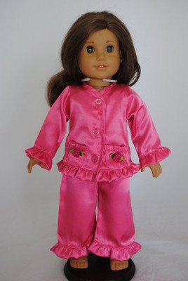 Unique Doll Clothing Pink Satin Pajamas For 18" Including The American Girl Line(Pink)