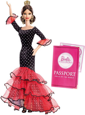 Mattel World Spain Barbie Doll(Red, Black)