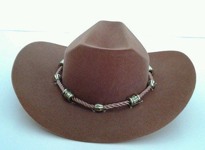 

DollsHobbiesNMore Brown Western Cowgirl Hat With Beaded Rope Design(Brown)
