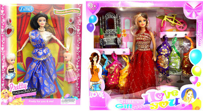 Amaya Pretty Fashion Doll379 Set Of 2(Multicolor)