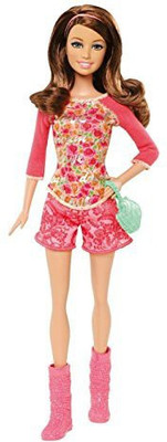 

Mattel Barbie Style Fashionistas Brunette With Pink Flower Outfit(Pink)