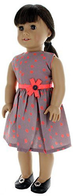 

Pink Butterfly Closet Doll Clothes - Beautiful Gray Dress with Pink Dots Polka Outfit Fits American Girl Doll, My Life Doll, Our Generation and other 18 inch Dolls(Multicolor)