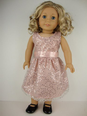 

Olivia's Doll Closet A Fancy Dusty Pink Dress With Sequins Designed For 18 Inch(Beige)