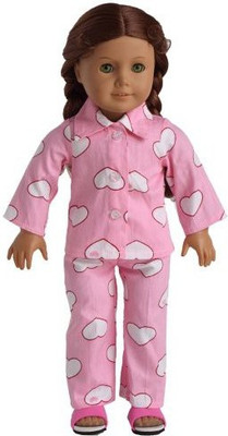 

sweet dolly Doll Clothes 2pc Pink Sleepwear Pajamas Fits 18 Inches American Girl Dolls(Multicolor)