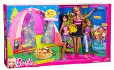 

Barbie Family Tent Buildup & 4 Play Set(Multicolor)