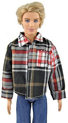 

E-TING Handmade Plaid Jacket Denim Pants Casual Wears Outfit(Multicolor)