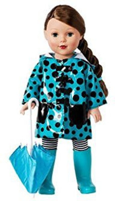 

Alexander Doll Company - Madame Alexander Girlz Rainy Day Doll Set - 18" Caucasian Doll with Brown Hair & Aqua Raincoat & Umbrella(Pink)