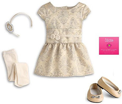 

American Girl Brocade Holiday Dress For My Ag 2013 ( Not Included)(Beige)