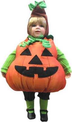 

FHP 20" Porcelain Halloween In Pumpkin Costume(Multicolor)