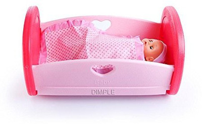 

Dimple Pink And Red Ba Cradle And Bedding With 12" Ba(Pink)