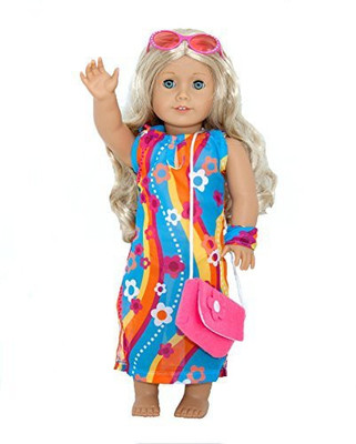 

Lilly and the Bee Novelties Cabana Beach Set For American Girl Includes Beach Cover(Multicolor)