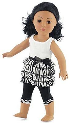 

Emily Rose Doll Clothes 18 Inch Clothes Zebra Ruffled Shirt & Capri Leggings(Multicolor)